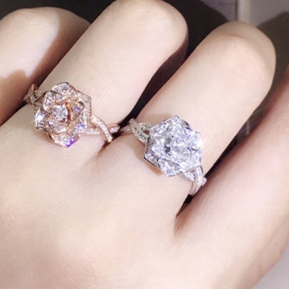 NEW💍925 STERLING SILVER DIAMOND HALO RING, CUTE RING, SHINY RING. - Picture 5 of 5